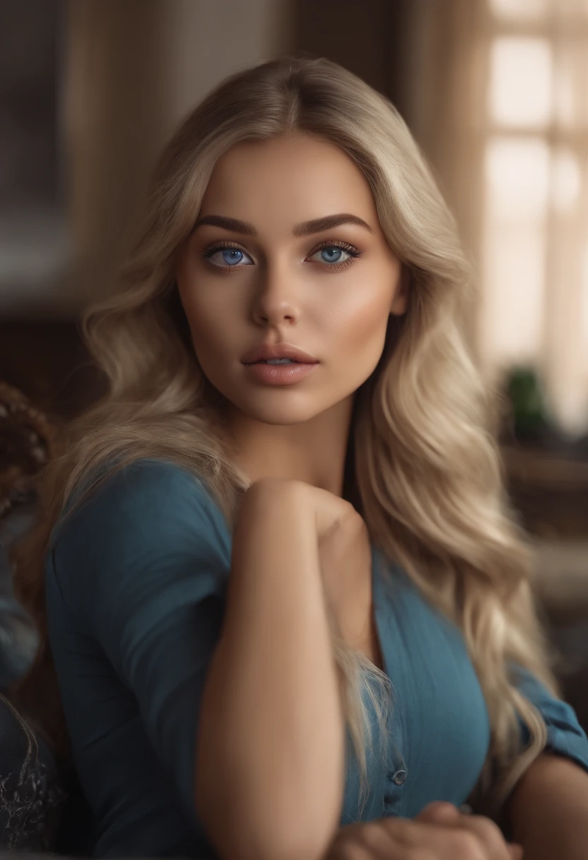 (embedding: Cute) sitting in the couch,Radiant hair, Moist and sticky scales, ((Long hair)|(Claws)), a cute face,With horror ((Big eyes)|(Blue eyes)) And cute lips in the dark glow of TV, Surrounded by comfortable pillows and (subtle)|(Intense) The smell of the room.