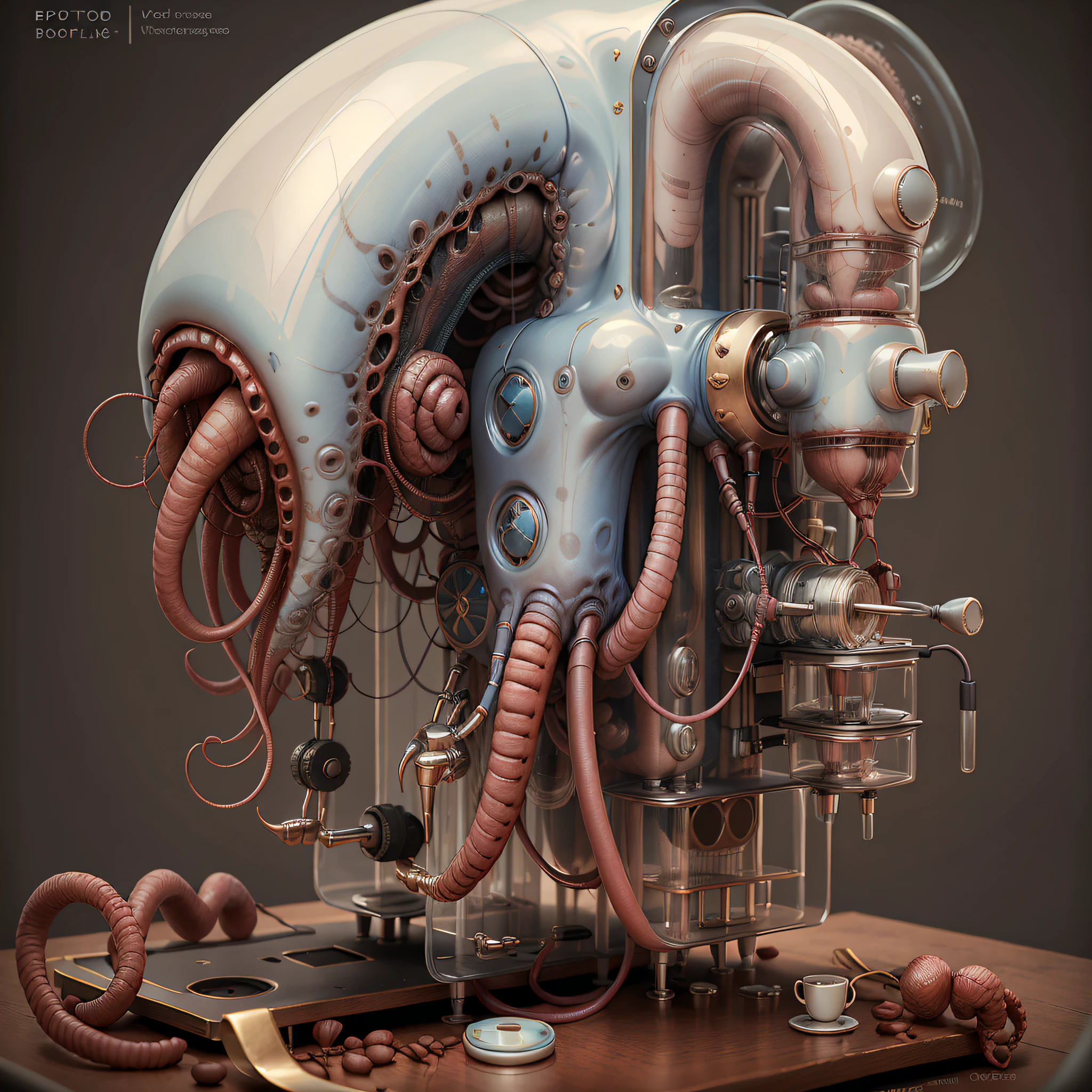 BiopunkAI coffee machine , Detailed pubic hair, iintricate,