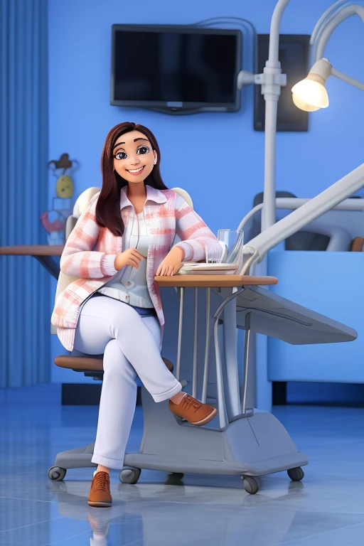 mulher jovem, morena, sorrindo, estilo pixar, alta qualidade, melhor qualidade