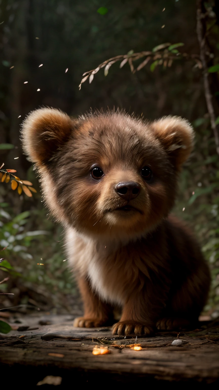 真实感, Realism, brown bear cub, tmasterpiece, Brad Jongsan walks in the jungle (Night of the Fireflies), (higly detailed: 1 1), rough face, natural skin, hiquality, NSFW, pretty eyes, (Detailed face and eyes), (s face: 1 2), tumult, Complementary, real-photo, ...PSD, Lightweight Film Photography, sharp-focus, contrast lighting, Detail Skin, high resolution 8k, Crazy detailing, Realistic, professional photo of a, 8K UHD, dslr, soft light, hiquality, film grains, Fujifilm XT3