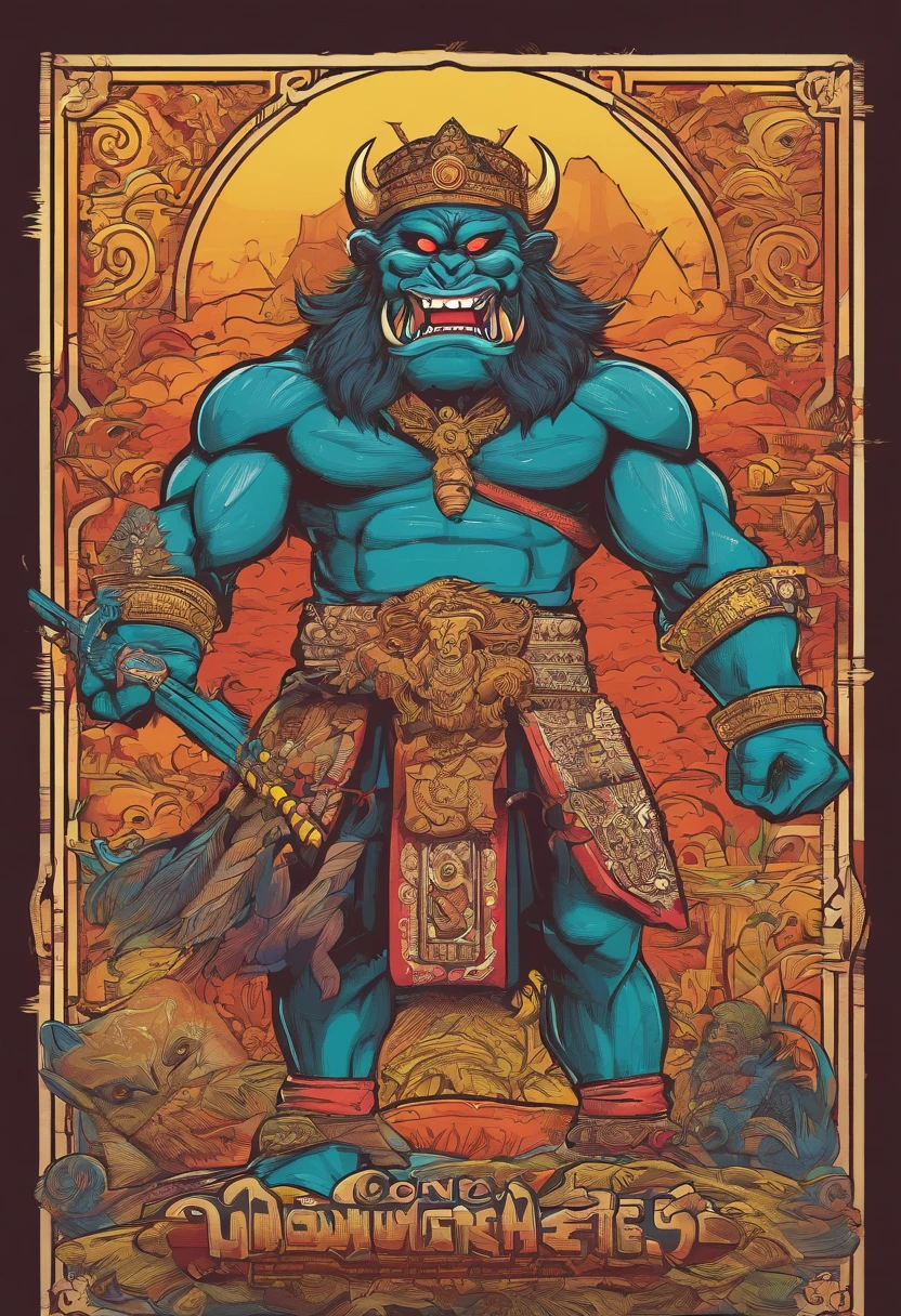 Indonesian's Monster and culture, poster, streat wear design, 1990 vibe, HD texture, Javanese Culture, Bali's Culture, REPAIR BODY