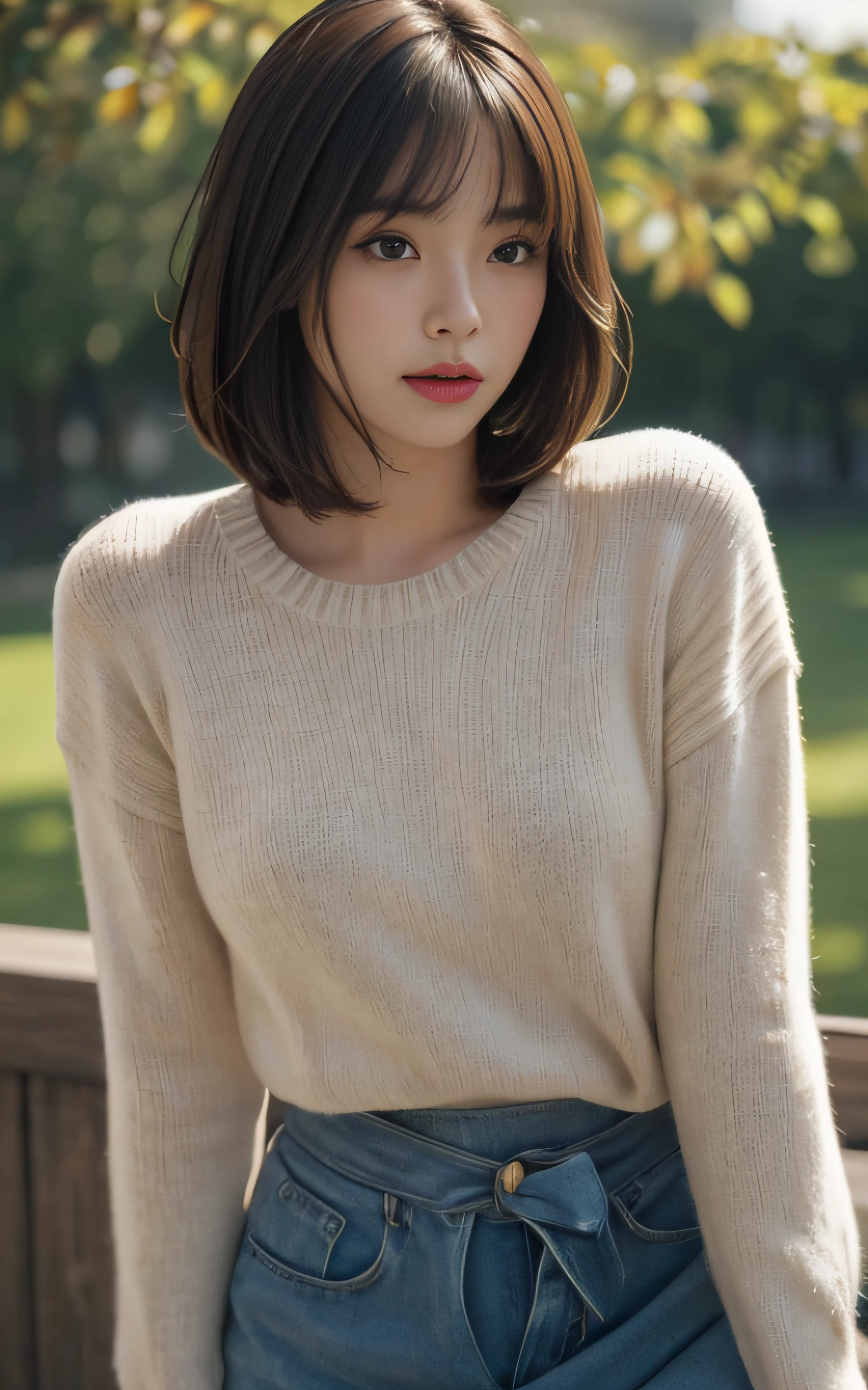 Detailed details,、hight resolution、hightquality、Perfect dynamic composition、Beautiful detailed eyes、short-hair、Small breasts、Natural Color Lip、Kamimei、Shibuya、20 years girl、1 persons、Transparent skin、Glowing hair、masutepiece、Best Quality、finely detail、hight resolution、8K、The correct state of the human body、She is wearing a long-sleeved long knit dress、randome pose、Gravure Model Pose、Hair soaring in the wind