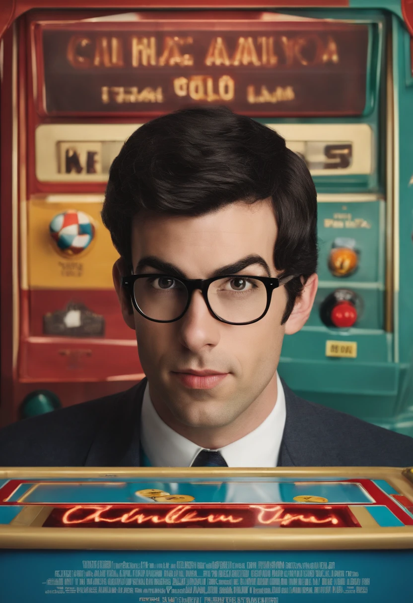 A photo of a vintage, retro arcade game,original,In “Nathan for You,” Nathan Fielder portrays a character of the same name, marked by his plain, somewhat awkward appearance: often seen in a grey suit and tie, with his hair neatly combed and a pair of unremarkable glasses. This understated look complements his on-screen persona, which is characterized by a deadpan expression and a consistently serious demeanor, regardless of the comedic absurdity unfolding around him.