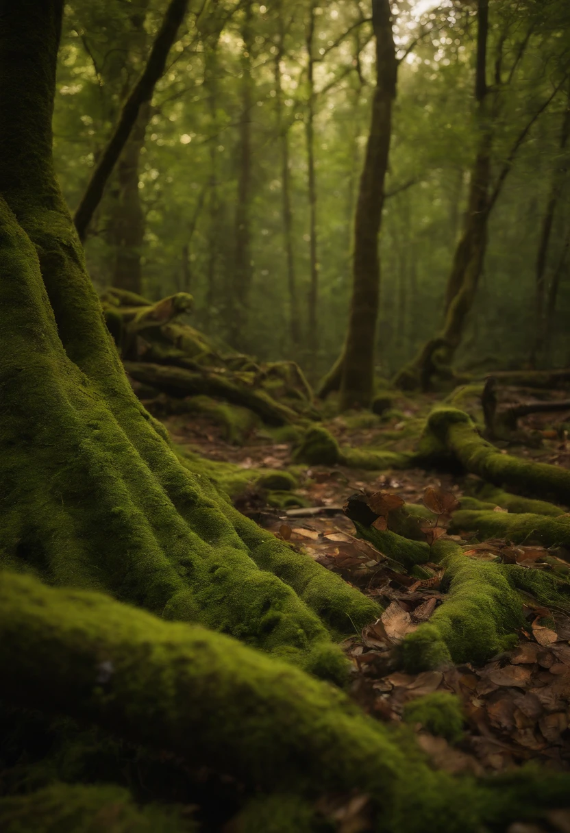 In a dense, ethereal forest, jet fighter pilots dance around ancient trees, their metallic bodies reflecting the green canopy. The jet fighter pilot stands on a bed of moss, the white suit stark against the verdant surroundings. other pilots watching, The smoke rises, its colors blending with the natural hues of the forest. As sunlight filters through the trees, it creates a bokeh effect, highlighting paint splashes that resemble fallen leaves, UHD