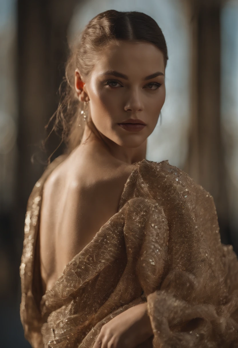 parametric futurism woman, in fashion show, fashion week, beauty, portrait photography, low angle photography, professional photography, high quality, UHD --ar 16:9 --v 5.2