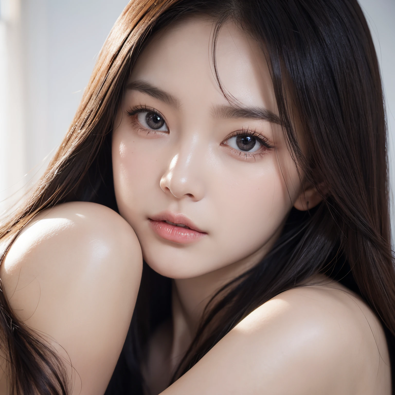 (A better quality masterpiece in close-up:1.5) girl wearing a elegnat dress, off shoulder, long hair, ultradetailed, night, facelight, dynamic light, ultrarealistic