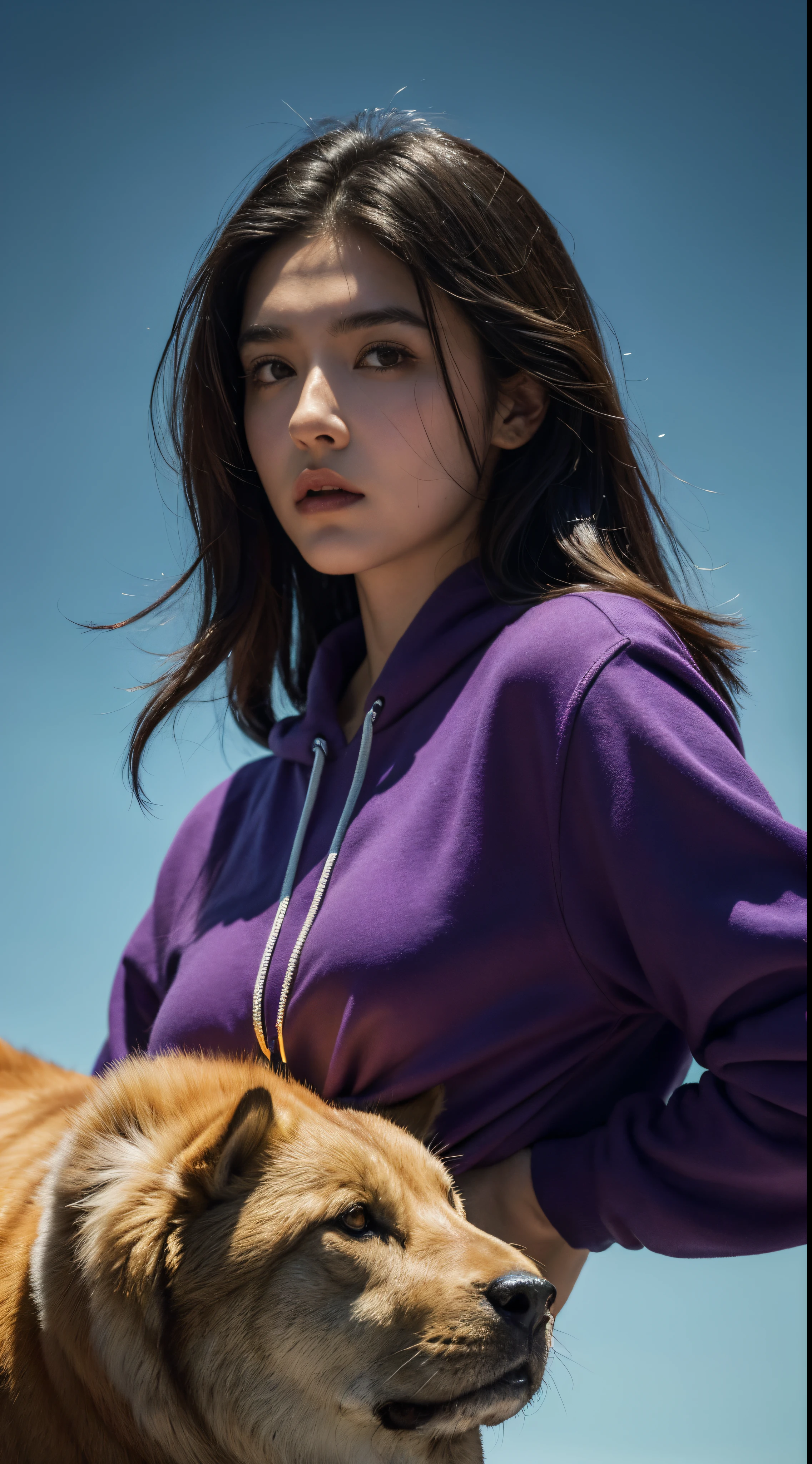 a capa do cruzado de criaturas da dgx, featuring a teenage girl standing against a large animal, No estilo de Martin Ansin, Laranja escuro e verde, Jake Wood Evans, Meredith Marsone, Aprimorado digitalmente, blink-and-you-miss-it detalhe, redes infinitas