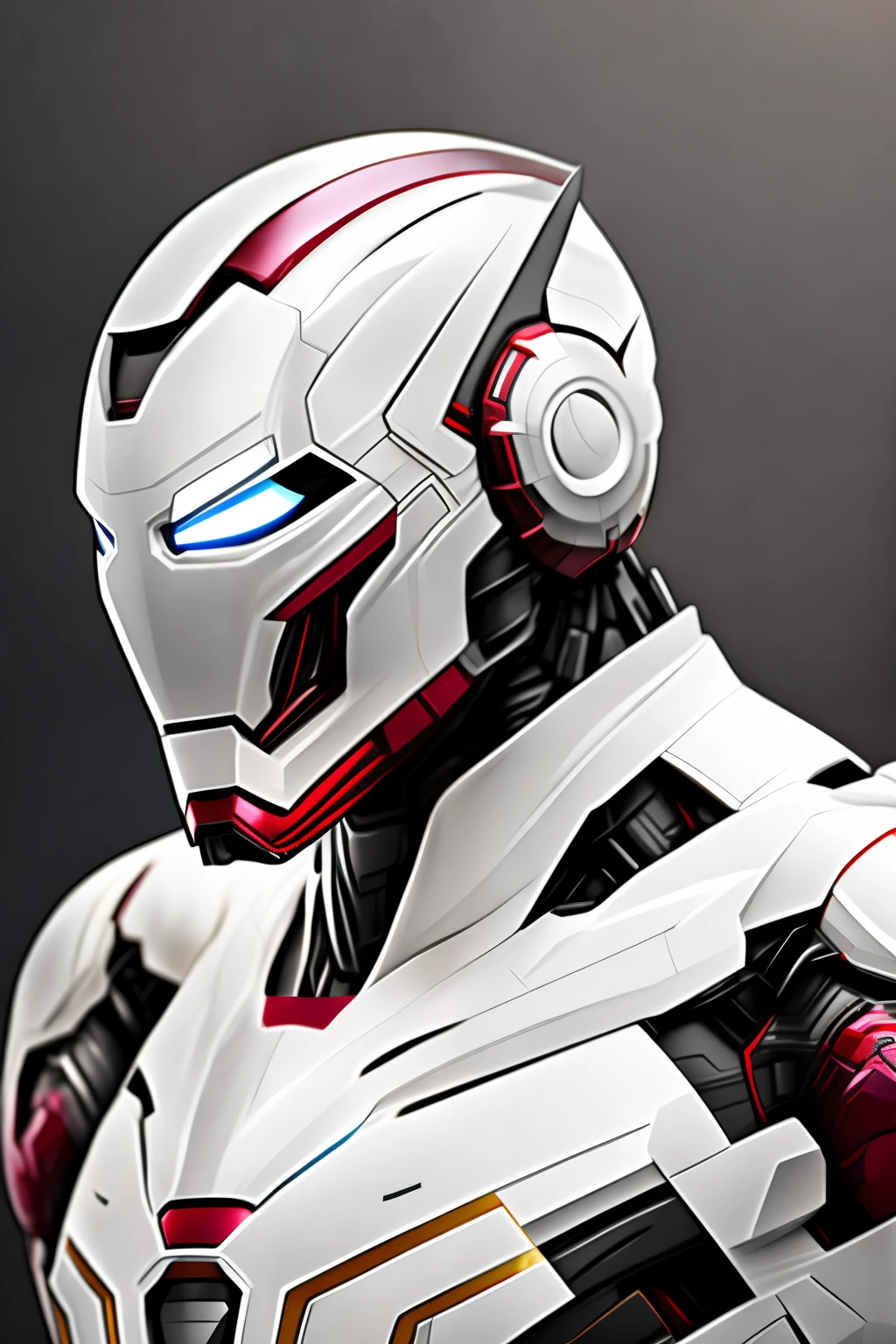 like marvel's war-machine, helmet like ironman, armored full white color