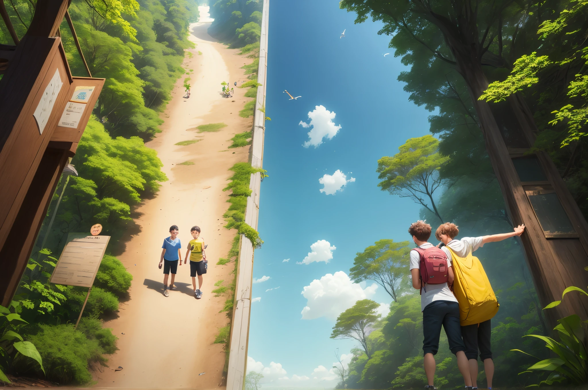Miguel, Sofia e Lucas encontram um mapa antigo da floresta enquanto exploram uma biblioteca abandonada.
Eles decidem seguir o mapa em busca da floresta misteriosa, onde acredita-se que existem tesouros escondidos.