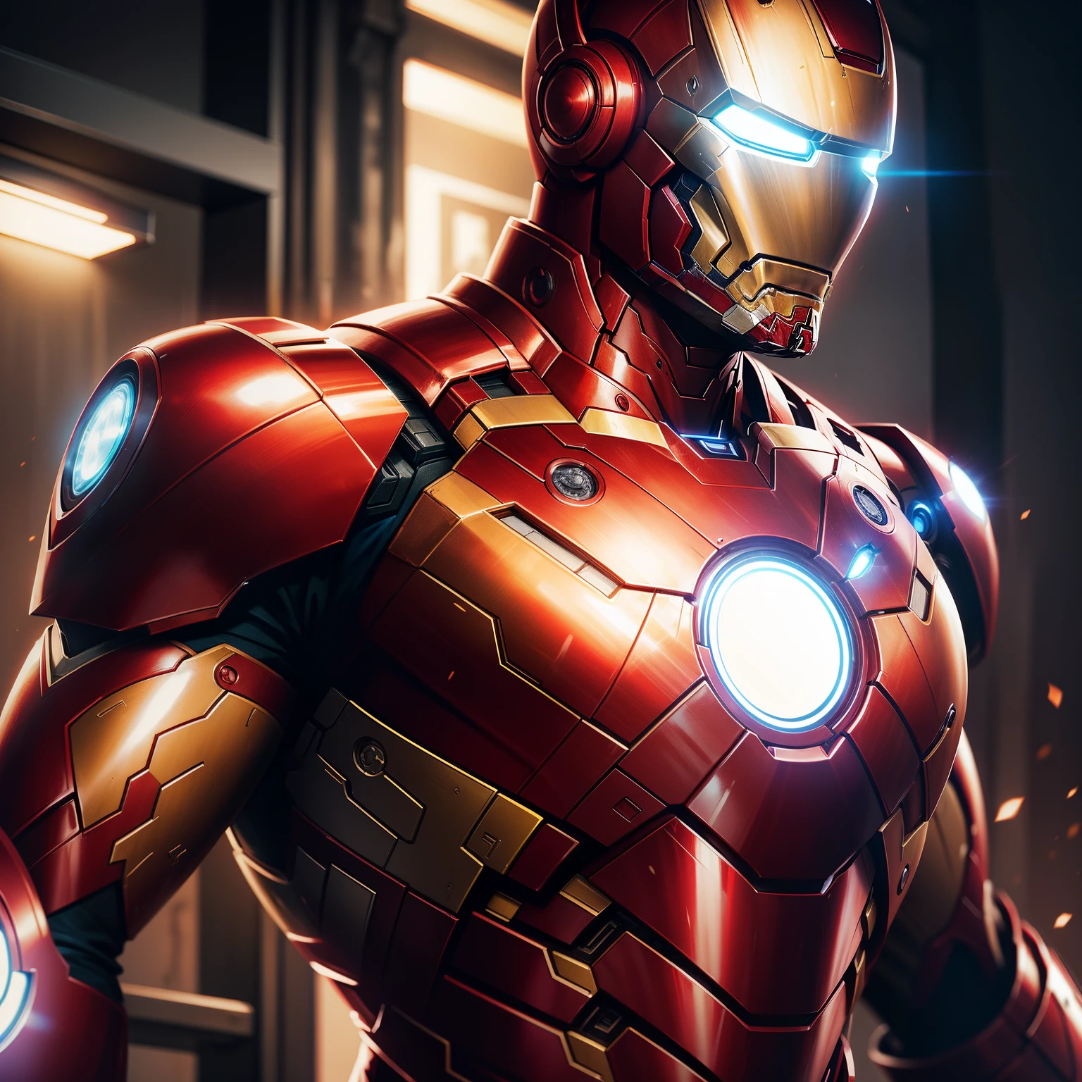 Iron Man, cinematic lighting, for T-shirt print, super detailed inlustion