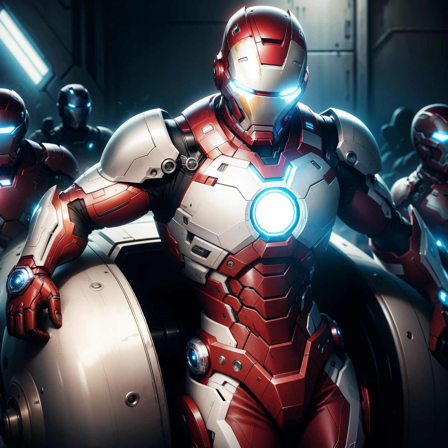like marvel's war-machine, helmet like ironman, armored full white color