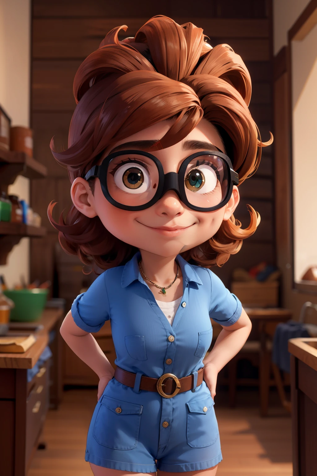 Uma mulher de cabelo grande cacheado, wearing goggles, da cor branca, olhos castanhos