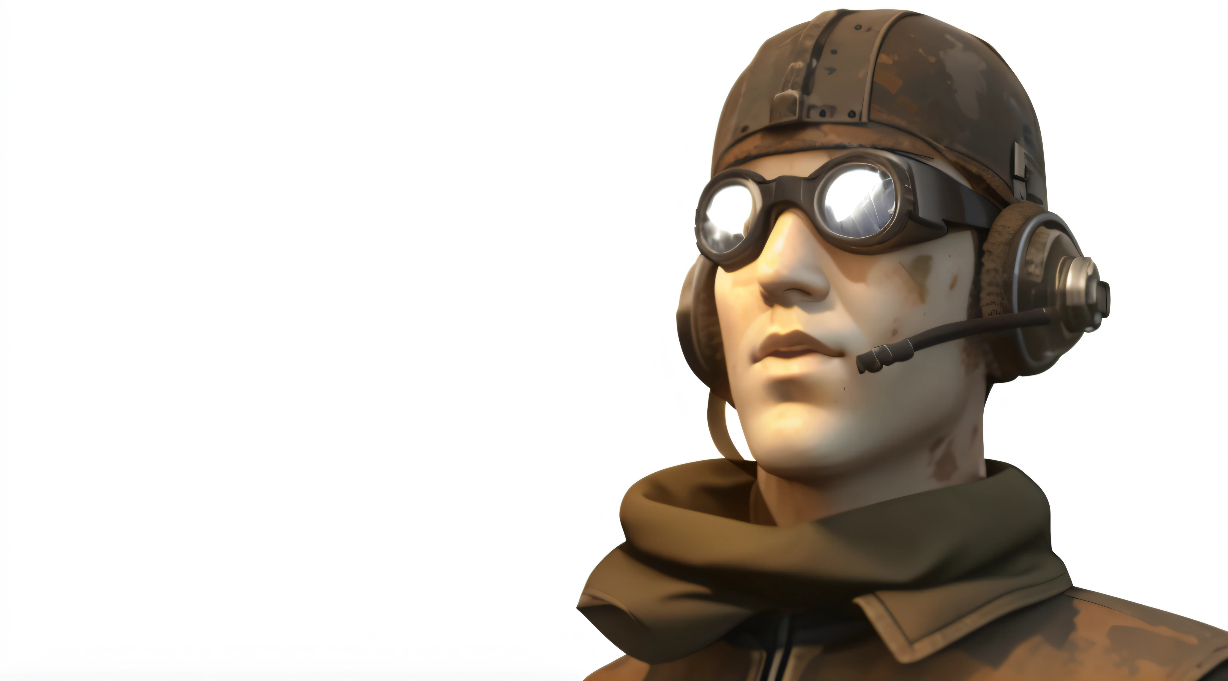 masterpiece, 4k, top quality, oktane render, 4k texture, high_resolution, a close up of a person wearing a helmet and goggles, spec - ops head, postapocalyptic explorer, spec - ops head with mask, goggles on forehead, 40's adventurer, male polar explorer, sci - fi pilot, radio goggles, clear [[bronze]] face [mask], combat googles, goggles around his neck, male with halo