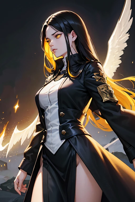 tags: girl, , energy powers, long black hair, bright yellow eyes, very pale skin, character, detailed eyes, detailed lips, supernatural powers, fantasy, mysterious, dark atmosphere, glowing energy, intense gaze, flowing hair, ethereal, magical, high quality, photorealistic, vibrant colors, dramatic lighting.