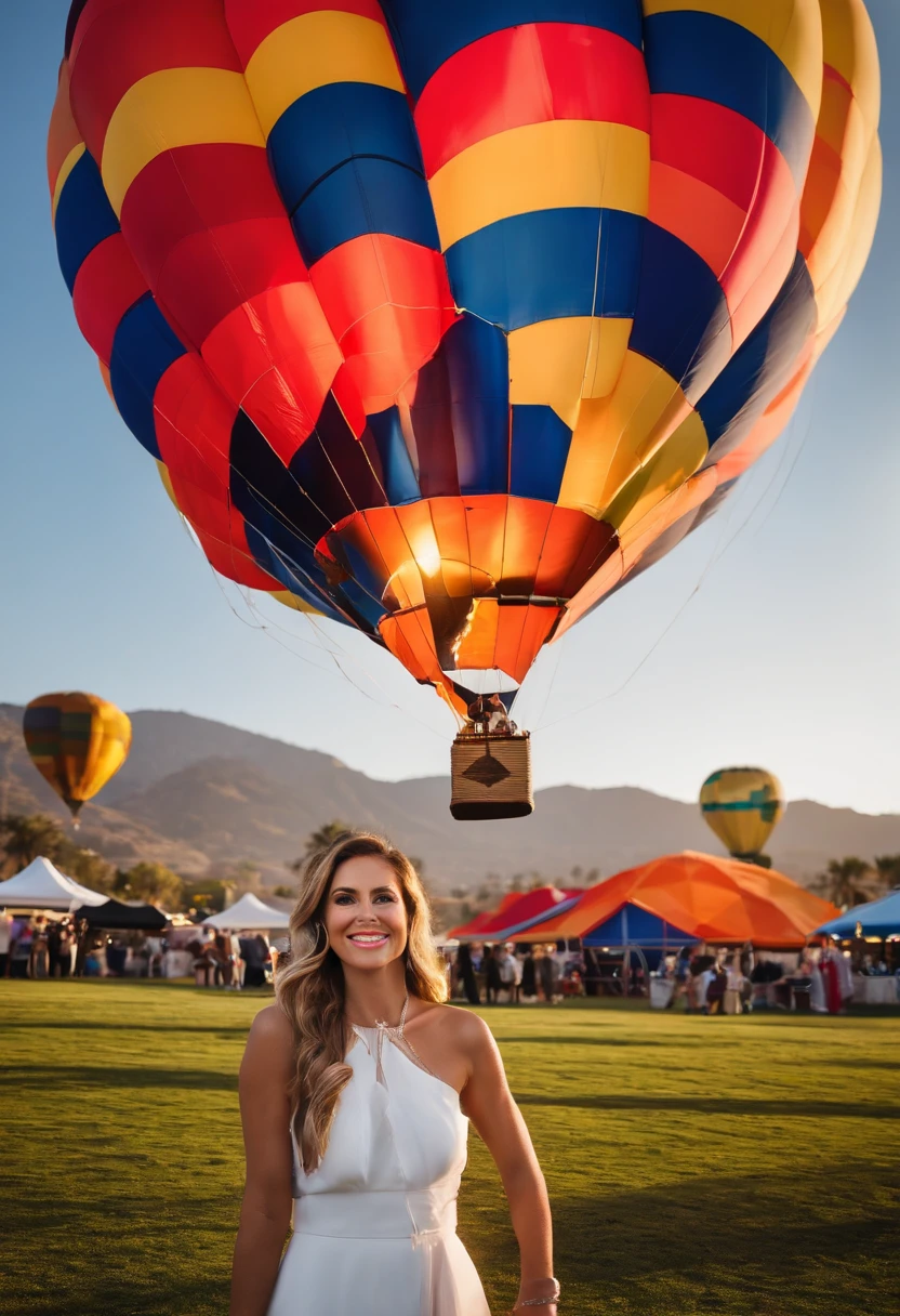 A picture of Sophia at a hot air balloon festival, preparing for liftoff in a vibrant balloon.,original,In her late 20s, Sophia Turner exudes stunning beauty, easily fitting into the affluent and stylish community of Pacific Palisades. She is often seen in elegant attire, a testament to her successful high-end jewelry business, and is the picture of grace and sophistication, whether attending business events or managing her picture-perfect family life with her two beautiful children.