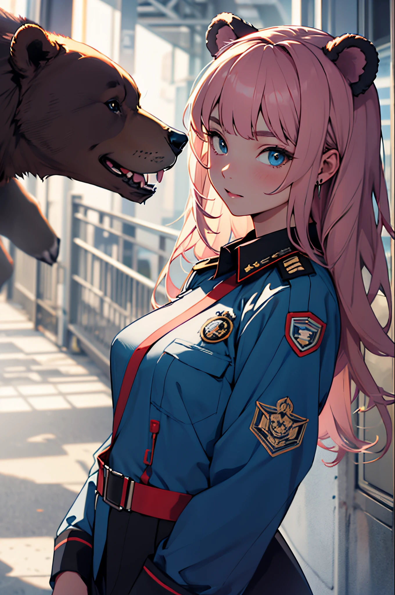 Girl in uniform with bear ears