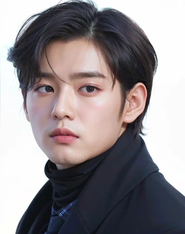 trimmed man in black coat and tie looking at camera, inspirado em Yanjun Cheng, Jinyoung Canela, inspirado em Zhang Han, Jungkook, Yanjun Chengt, fotorrealista!!!!!!! estilo de arte, portrait of kpop idol, realismo artstyle, arte de anime realista, estilo de arte realista, estilo realismo anime, Retrato NFT, estilo de arte realista