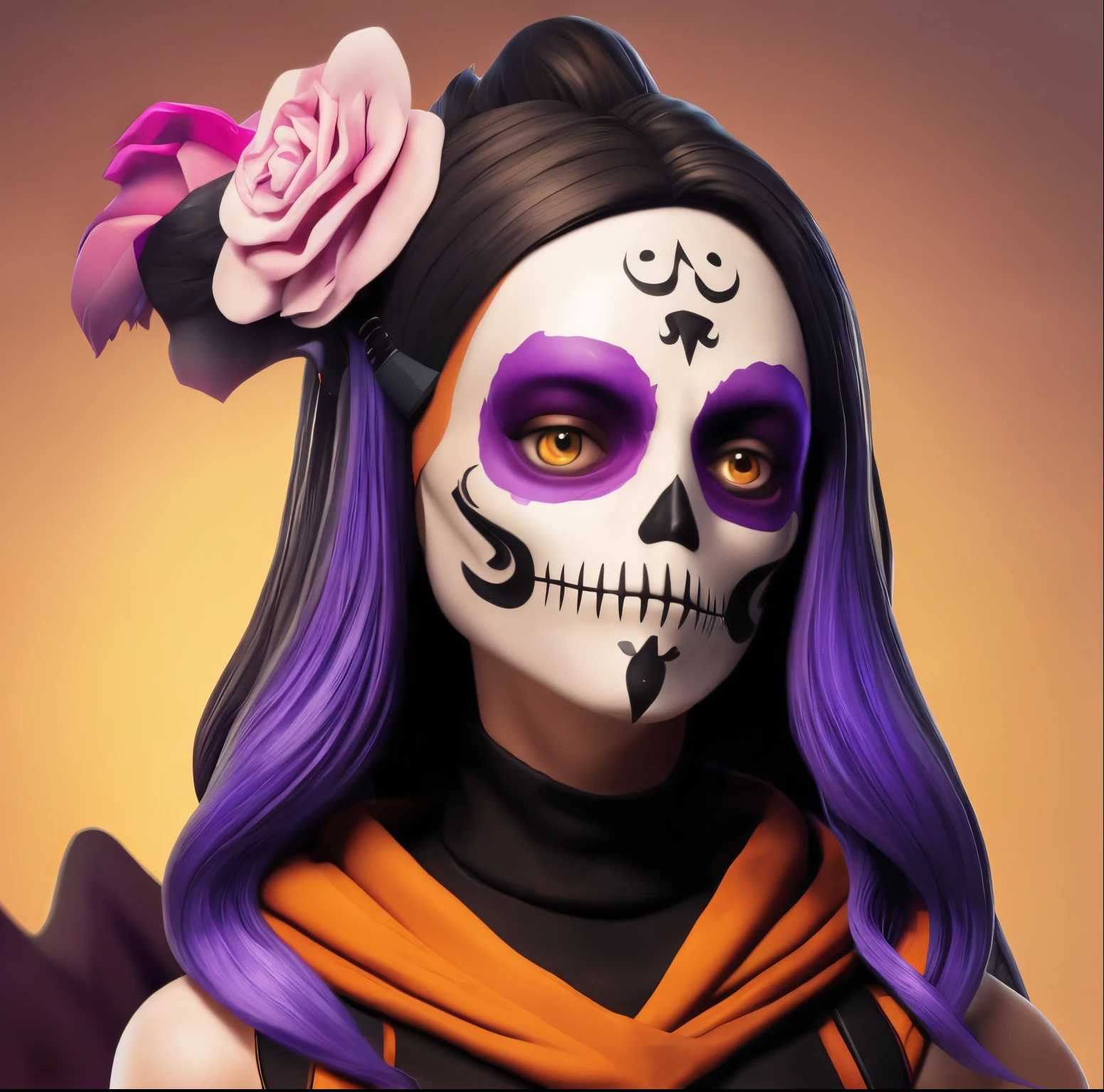 Fortnite skin catrina with no mask and long hair