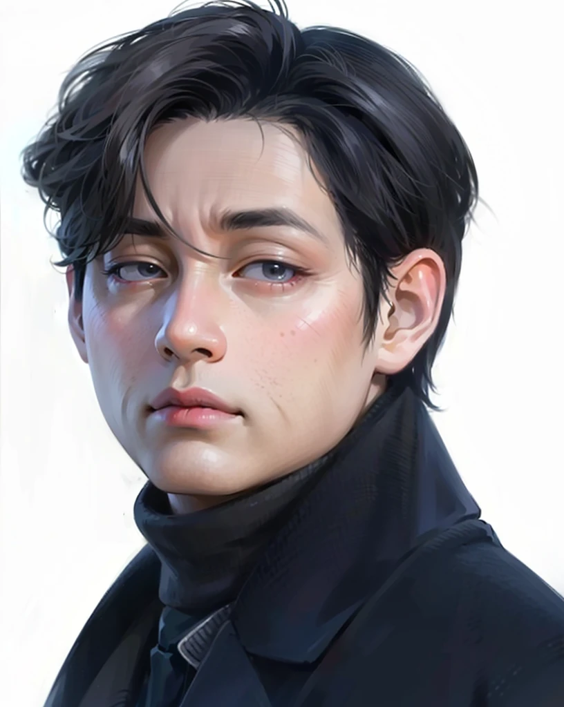 trimmed man in black coat and tie looking at camera, inspirado em Yanjun Cheng, Jinyoung Canela, inspirado em Zhang Han, Jungkook, Yanjun Chengt, fotorrealista!!!!!!! estilo de arte, portrait of kpop idol, realismo artstyle, arte de anime realista, estilo de arte realista, estilo realismo anime, Retrato NFT, estilo de arte realista