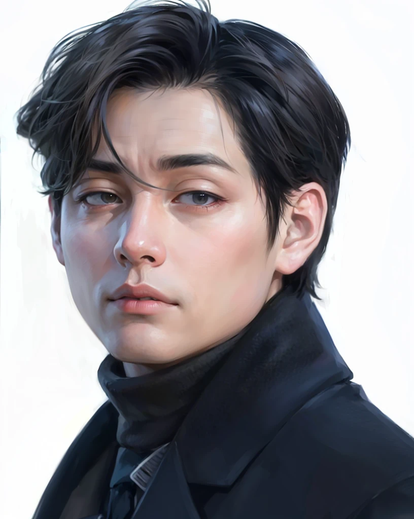 trimmed man in black coat and tie looking at camera, inspirado em Yanjun Cheng, Jinyoung Canela, inspirado em Zhang Han, Jungkook, Yanjun Chengt, fotorrealista!!!!!!! estilo de arte, portrait of kpop idol, realismo artstyle, arte de anime realista, estilo de arte realista, estilo realismo anime, Retrato NFT, estilo de arte realista