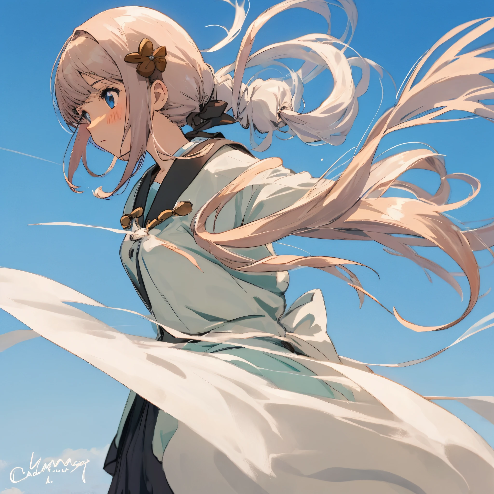 Anime, menina, cabelo branco longo