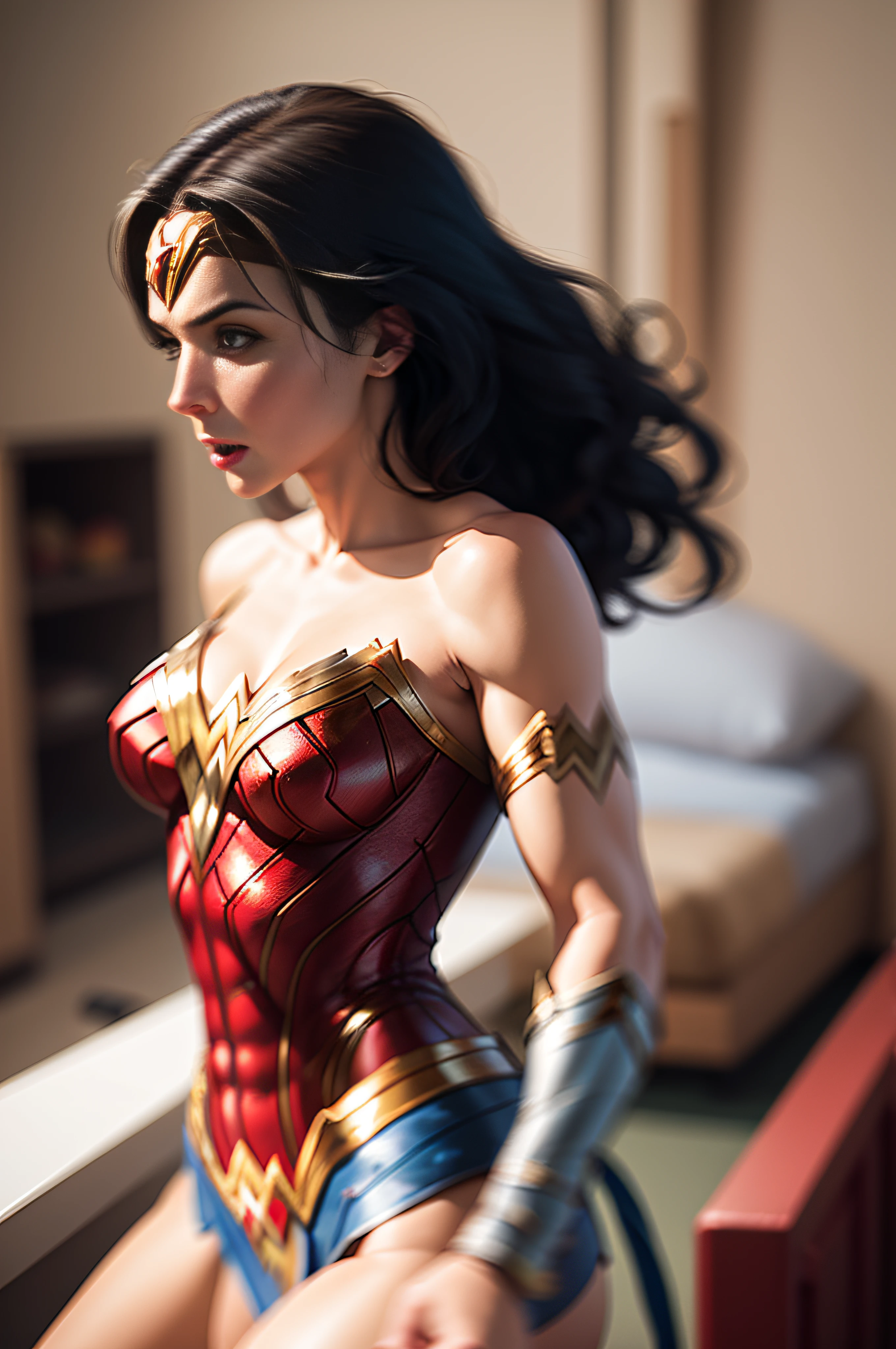 wonder woman, motion blur, anatomically correct, super detail