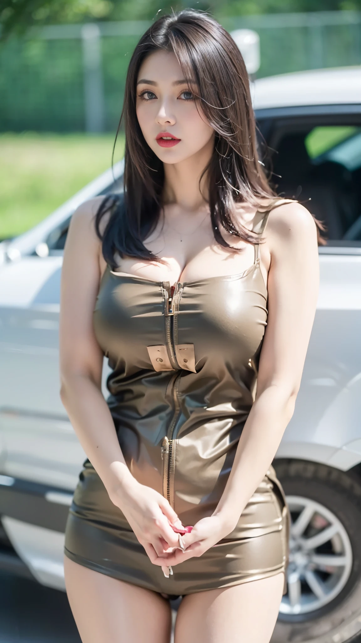 (Russian girl:1.2) (bold make-up:1.3) (sexy body:1.4), ((gigantic boobs:1.2)) sexy body, deep (High quality) HD, boobs, gigantic boobs, round boobs, deep cleavage, open cleavage, hanging boobs, (tan skin:1.3)
