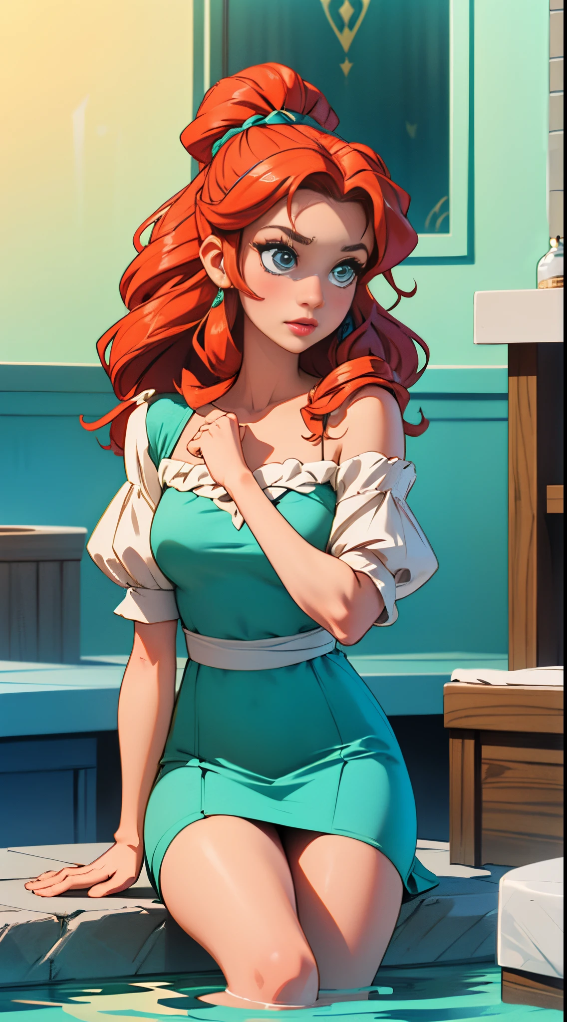 A Disney Version of Princess Merida from Disney's Brave (2012), getting pampered and having her hair brushed out and frizzed up in a luxurious spa