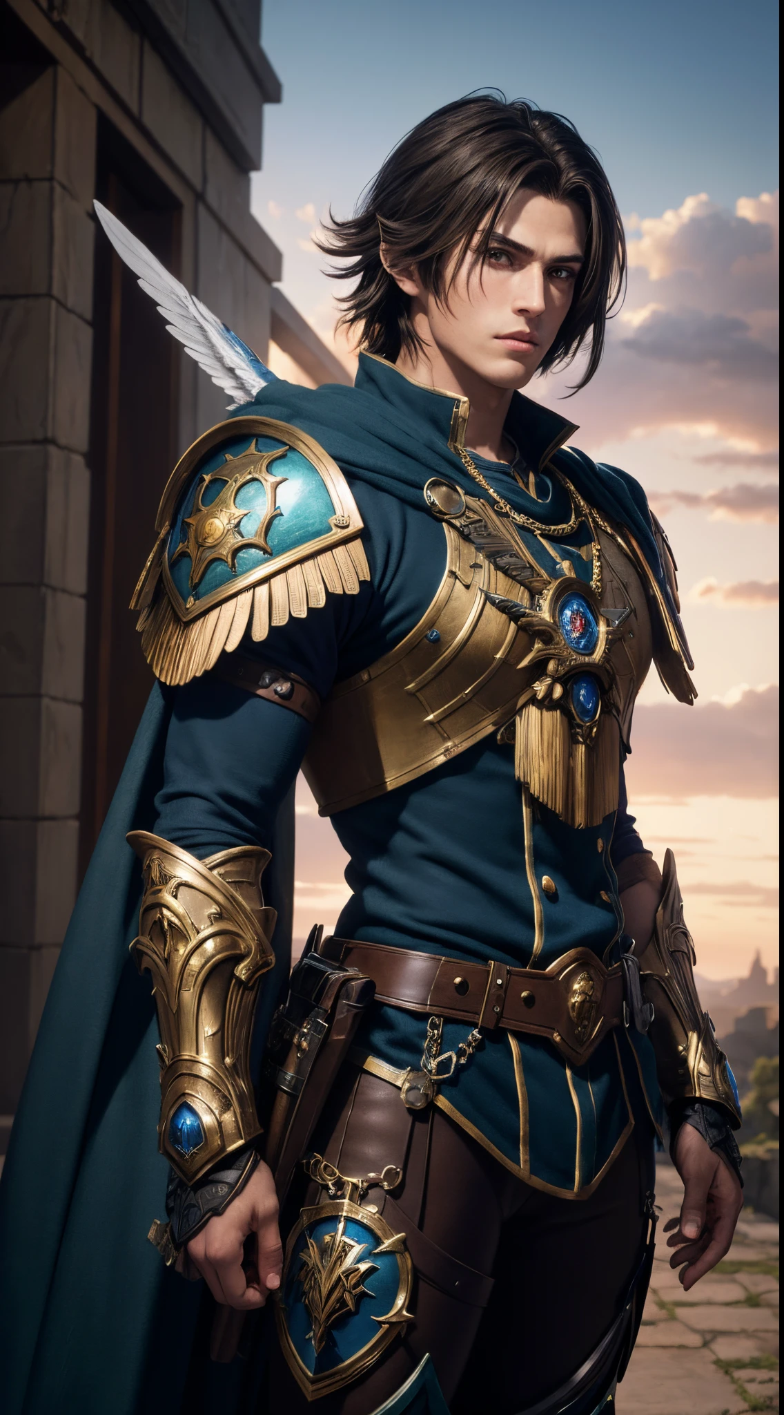 (absurdres, highres, ultra detailed, HDR), masterpiece, best quality, Valkyrie Profile Character handsome boy in Valkyrie suit