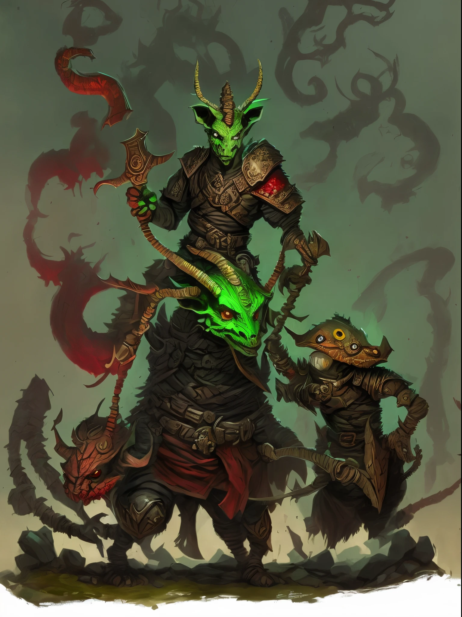Goblin attacking, attacking stance, multiple views. Black Goblin, aura of shadows., evil smile, vein of rage, forbidden forest. Concept art, cinematic lighting, motion blur, diffraction spikes, Hasselblad, UHD, anatomically correct, textured skin, super detail, 1080P, 4K -