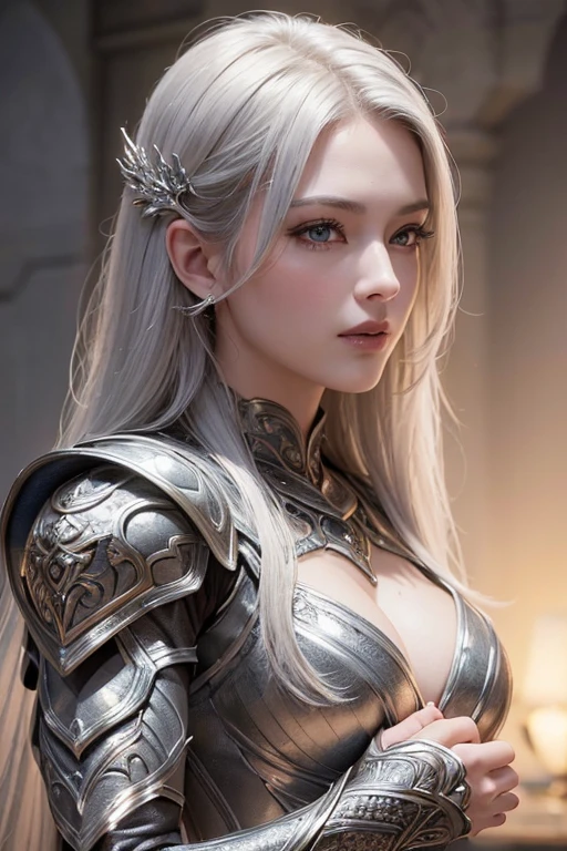 nsfw, 1girl, nude, (masterpiece: 1.4), (8K, realistic, raw photo, best quality: 1.4), skirtlift, strip naked, female knight, Valkyrie, knight armor, nipple areola shape clear, beautiful breasts, Scandinavian girl, beautiful cute face, (real face: 1.4), perfect pussy, beautiful hairstyle, realistic blue eyes, beautiful detail eyes, (real skin: 1.3), angry face, beautiful skin, attractive, ultra high resolution, ultra realistic, cinematic lighting, white colored hair, long hair with tiara, king's palace