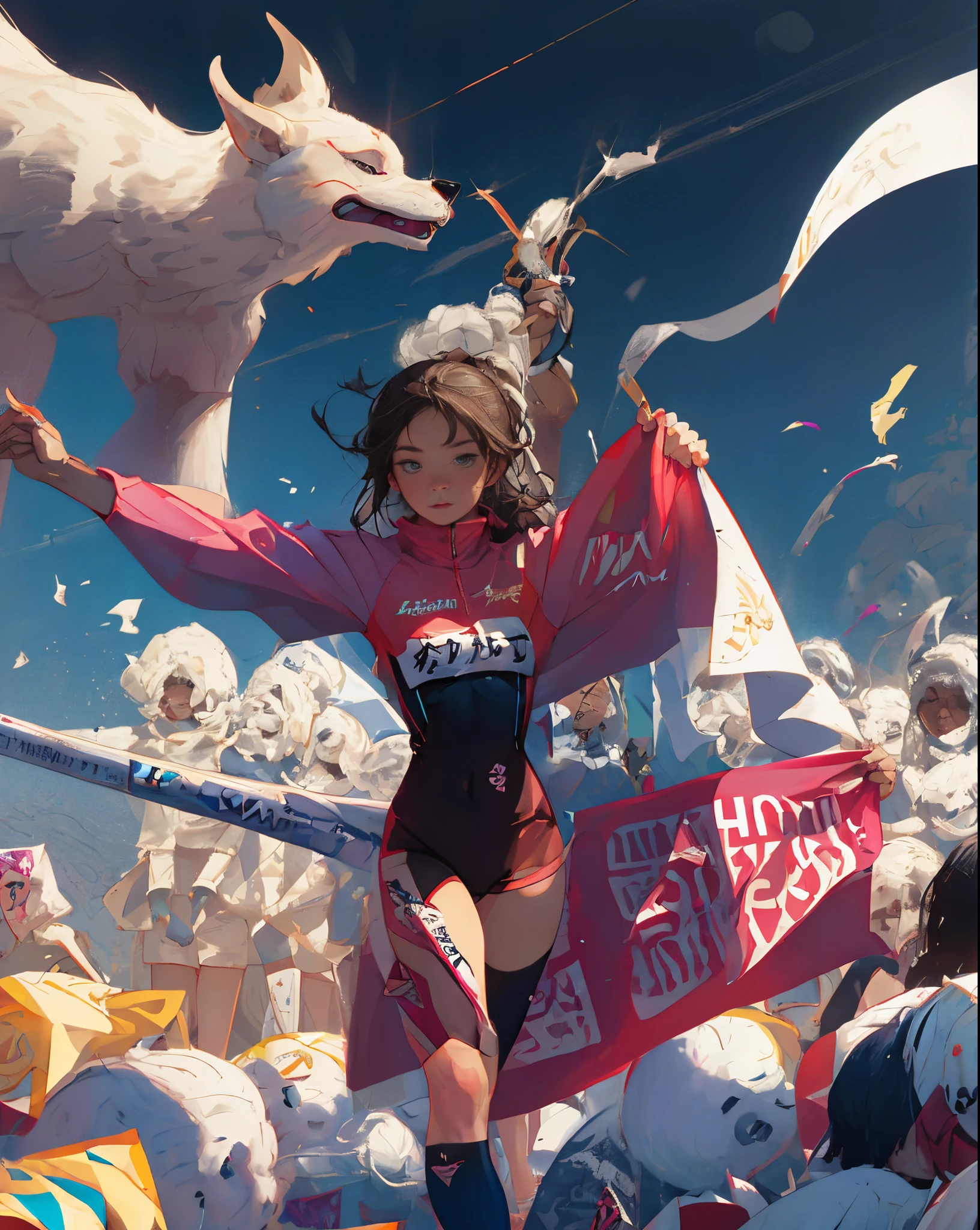 Sprint running champion girl,illustration,Flat wind