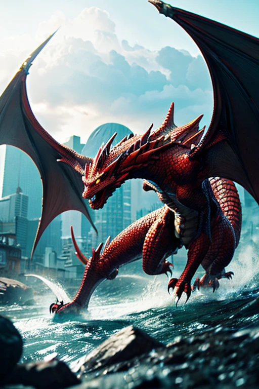 hyper detailed masterpiece, dynamic, awesome quality,ifrit, dragon like creature, deadly gaze,crest on head, scaled skin with a menacing appearance, serpent eyes, sharp fang like teeth, coiled for attack, distinctive, intimidating posture, ,sense of danger and fear pulling commuter train, tailfins,
halogen tail lights,
custom valve stem caps, marble, smooth,
<lora:ral-santasleigh:1>,ral-santasleigh