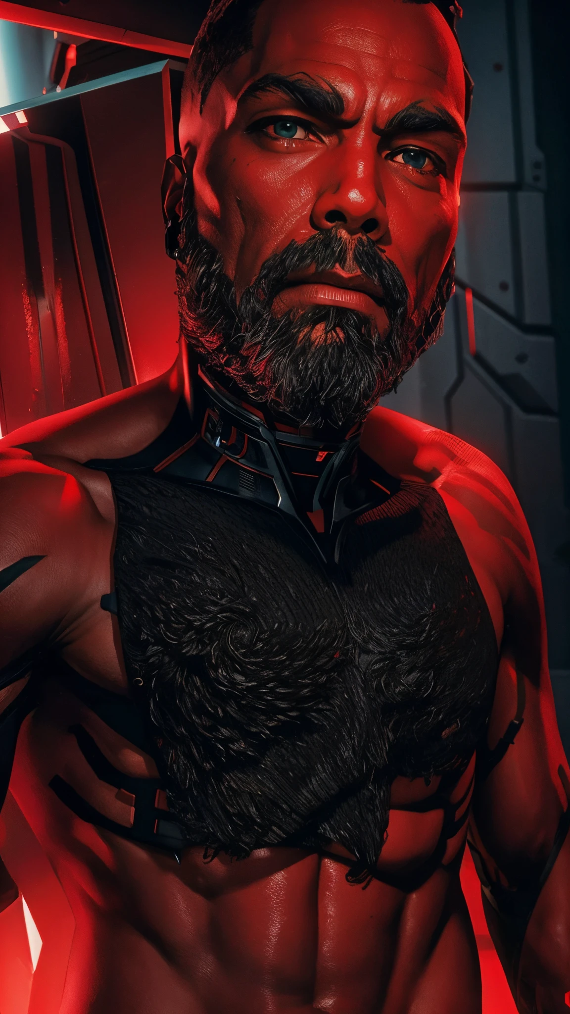 cyborg geant homme video game universe black and red