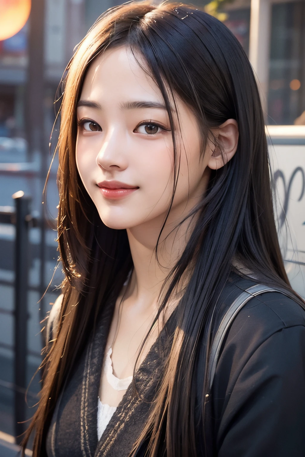 masterpiece, best picture quality, high quality, beautiful girl, Japanese, Japanese school girl, popular Korean makeup, detailed, swollen eyes, detailed eyes, detailed skin, beautiful skin, ultra high resolution, (reality: 1.4), very beautiful, slightly younger face, beautiful skin, slender, (ultra realistic), (illustration), (high resolution), (8K), (highly detailed), (best illustration), (beautifully detailed eyes), (super detailed), (wallpaper), (detailed face), looking at viewer, fine details, detailed face, pureerosfaceace_v1, smiling, looking straight ahead, looking straight ahead, angle from waist up, realistic photo, bright lighting, professional lighting, blonde, long hair, dark abandoned, big red moon, gorgeous red and black dress, mature woman,キスショット・アセロラオリオン・ハートアンダーブレード