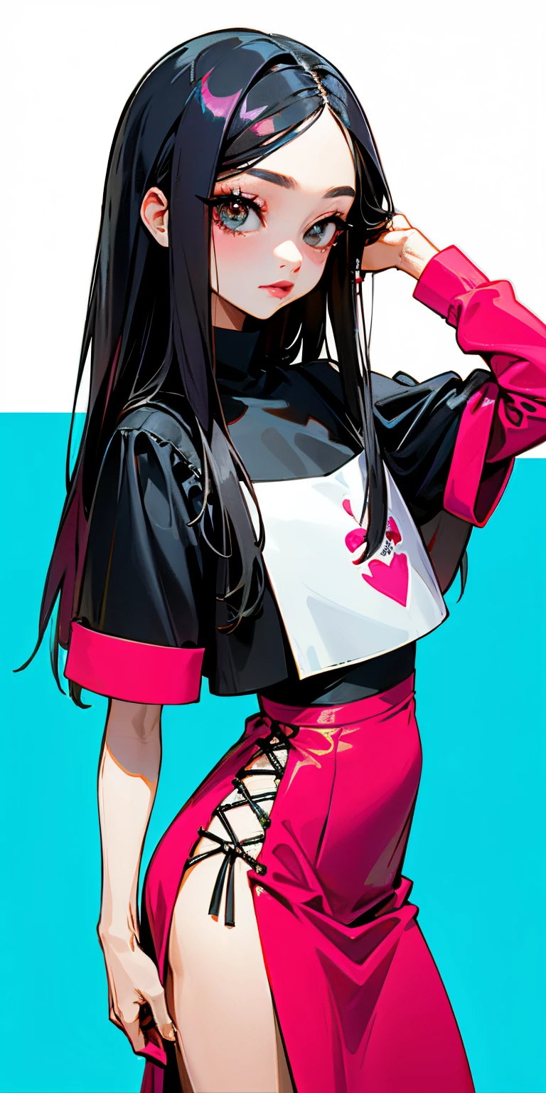 Jennie do blackpink usando uma vestido preto decotado e cabelo ondulado. Foto realista