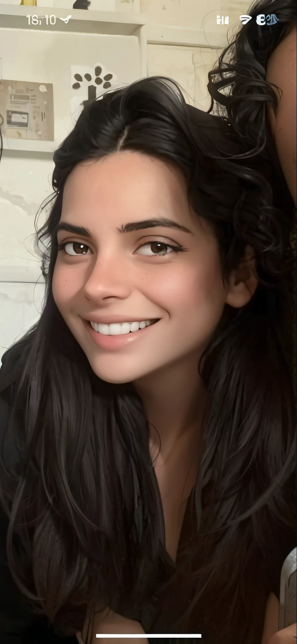 Woman medium black hair