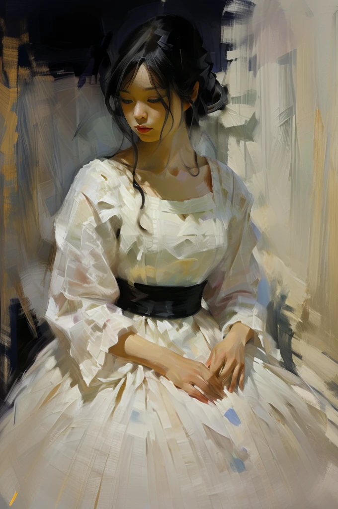 picture of a woman in a white and black dress, digital art by Wuzhong Shifan, Artstation, Digital Art, beautiful character painting, gorgeous digital painting, realistic cute girl painting, Beautiful anime portrait, beautiful digital painting, beautiful digital artwork, elegant digital painting, jinyoung shin art, guweiz, Stunning digital painting