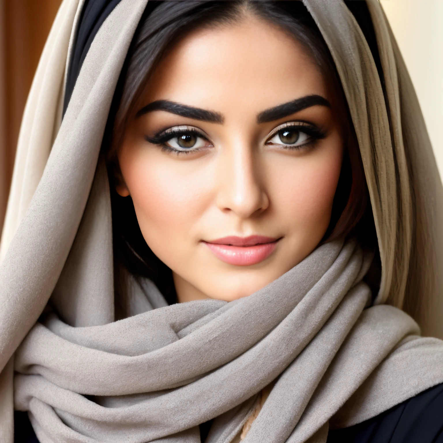 a close up of a woman wearing a headscarf and a scarf, beautiful iranian woman, traditional beauty, extremely beautiful face, very beautiful face, attractive beautiful face, very attractive and beautiful, jaw-dropping beauty, very very very beautifull face, gorgeous beautiful woman, gorgeous attractive face, maya ali sorceress, attractive female face!!!, beutiful face, looking at viewers. Light on face