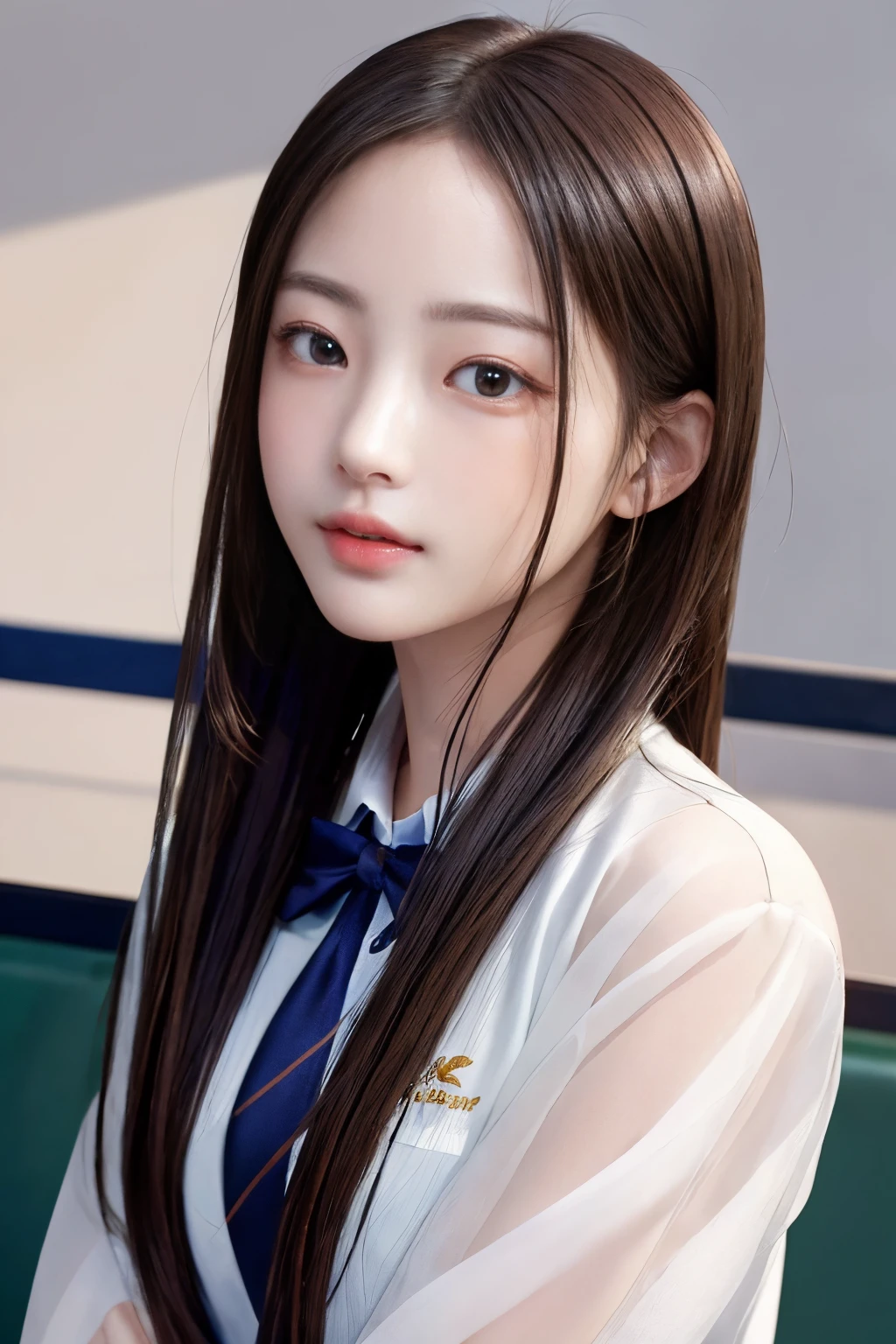 超A high resolution、masterpiece、top-quality、
extra detailed face、A detailed eye、Very complex and、perfect glossy shiny skins、Perfect litthing、Detailed Lighting、Dramatic shadows、光线追踪、
1 girl in、The upper part of the body、Counter Staff Uniforms、looking at the viewers、
