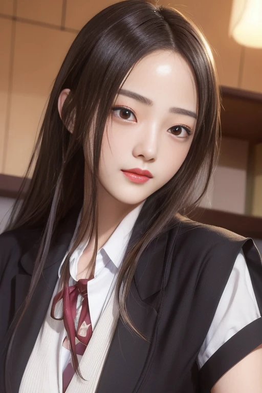超A high resolution、​masterpiece、top-quality、
extra detailed face、A detailed eye、Very complex and、perfect glossy shiny skins、Perfect litthing、Detailed Lighting、Dramatic shadows、光线追踪、
1 girl in、The upper part of the body、Counter Staff Uniforms、looking at the viewers、