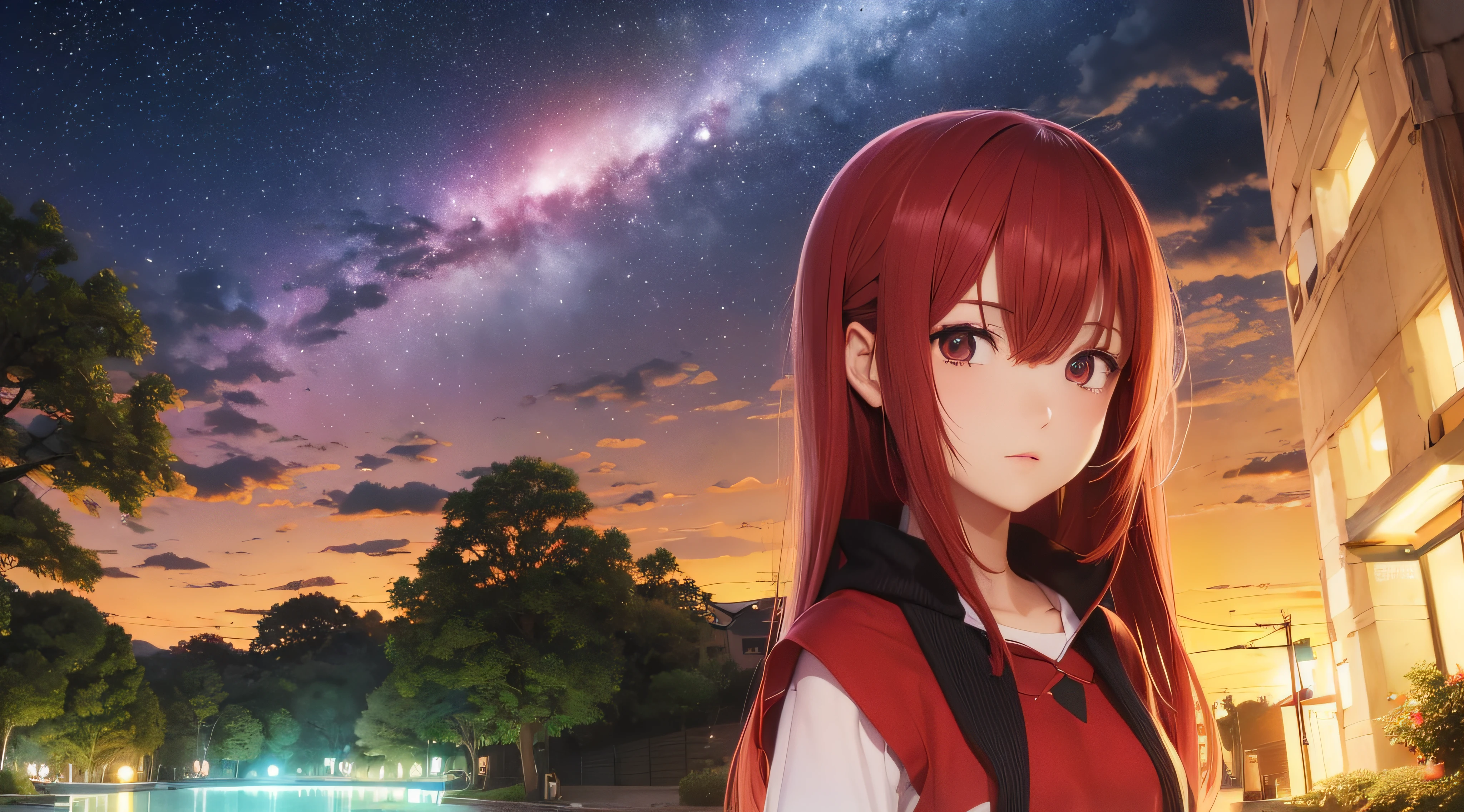 (obra prima) (perfection) (ultrarrealista) (sem defeitos) meninas de anime com chifres, noite, malvada, olhar sedutor, linda, roupas de couro na cor preta e vermelha, montanhas ao fundo da imagem