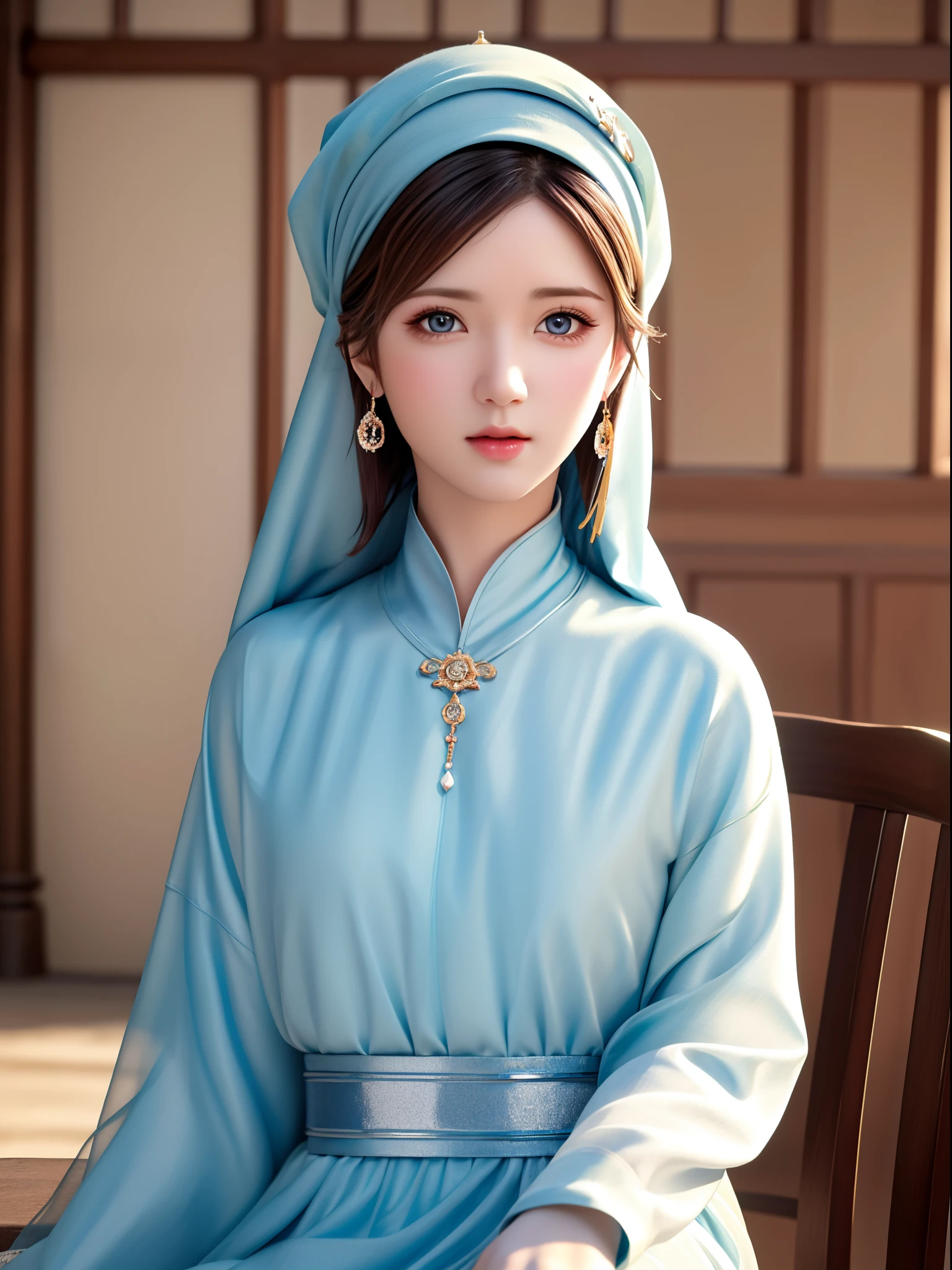 1girl, solo, beautiful face, high detailed realistic eyes, double eyelids, high detailed realistic pupils, upon body from head to waist, (wearing hijab:1.37), (moslem headscarf:1.35), reading glasses, sitting alone on a long chair, amazing mosque park background, taj mahal, best quality, masterpiece, highres, moslem female dress, Beautiful face, (upon body from head to waist:1.37), tyndall effect, photorealistic, dark studio, two tone lighting, 8k uhd, dslr, soft lighting, high quality, volumetric lighting, candid, Photograph, high resolution, 4k, 8k, Bokeh, (hyperrealistic girl), (illustration), (high resolution), (extremely detailed), (best illustration), (beautiful detailed eyes), (best quality), (ultra-detailed), (masterpiece), (wallpaper), (photorealistic), (natural light), (rim lighting), (detailed face), (high detailed realistic skin face texture), (anatomically correct), (heterochromic eyes), (detailed eyes), (sparkling eyes), (dynamic pose)