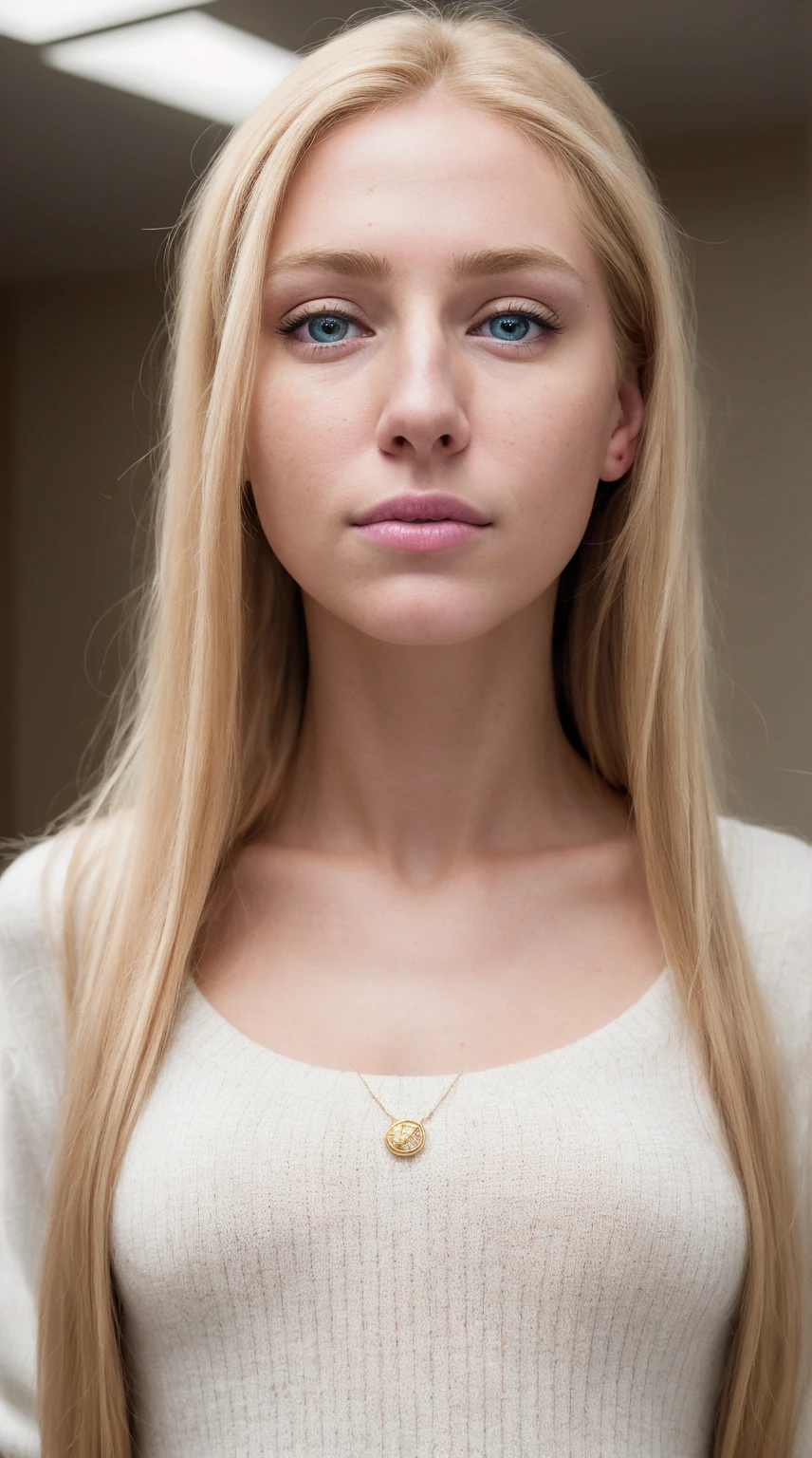 (masterpiece:1.3), (8k, photorealistic, RAW photo, best quality: 1.4), (1girl), beautiful face, (realistic face), (blonde hair, long hair:1.3), beautiful hairstyle, realistic eyes, beautiful detailed eyes, ( golden nose pin), (realistic skin), beautiful fair pink skin, (sweater), attractive, ultra high res, ultra-realistic, highly detailed, golden ratio, (caucasian:1.5),(photo realistic:1.4), (hyper realistic:1.4), (realistic:1.3), (smoother lighting:1.05), (increase cinematic lighting quality:0.9), 32K, 1girl, realistic lighting, backlighting, light on face, ray trace, (brightening light:1.2)