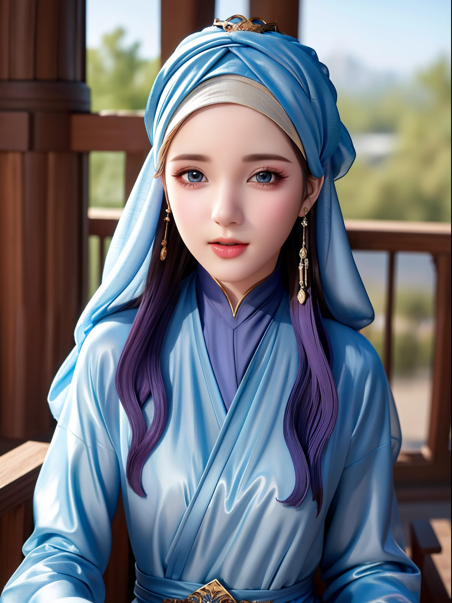 1girl, solo, beautiful face, high detailed realistic eyes, double eyelids, high detailed realistic pupils, upon body from head to waist, (wearing hijab:1.37), (moslem headscarf:1.37), reading glasses, sitting alone on a long chair, amazing mosque park background, taj mahal, best quality, masterpiece, highres, moslem female dress, Beautiful face, (upon body from head to waist:1.35), tyndall effect, photorealistic, dark studio, two tone lighting, 8k uhd, dslr, soft lighting, high quality, volumetric lighting, candid, Photograph, high resolution, 4k, 8k, Bokeh, (hyperrealistic girl), (illustration), (high resolution), (extremely detailed), (best illustration), (beautiful detailed eyes), (best quality), (ultra-detailed), (masterpiece), (wallpaper), (photorealistic), (natural light), (rim lighting), (detailed face), (high detailed realistic skin face texture), (anatomically correct), (heterochromic eyes), (detailed eyes), (sparkling eyes), (dynamic pose), (hair completely covered by the hijab:1.35)