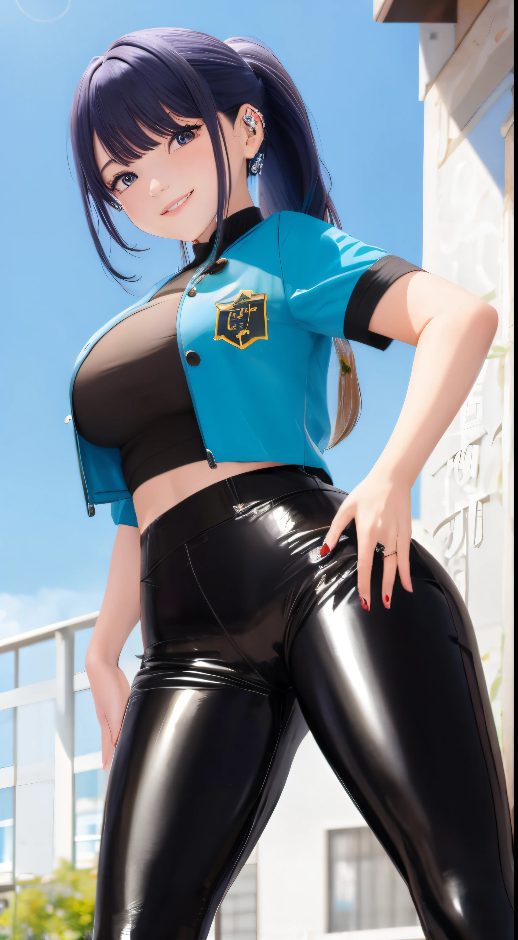 bonita chinesa,standing on her feet,Incline-se para a frente com o peito firmemente contra as pernas,unparalleled beauty,Shiny rubber pants,oversized buttocks,round buttocks,beautiful buttocks,upturned buttocks,Single hairstyle ponytail,cabelos pretos,pernas delgadas,salto alto,Gentle and shy face,laughing from the heart,耳Nipple Ring,colar,Correntes,Behind the perspective