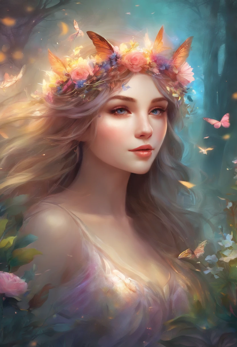 a beautiful girl in a lush garden, long flowing hair, detailed face, elegant dress, serene expression, sunlight filtering through the trees, vibrant colors, photorealistic, 8k, hyperdetailed, masterpiece