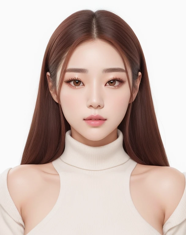 A closeup of a woman with long hair wearing a turtleneck sweater, Jaeyeon Nam, korean symmetrical face, Heonhwa Choe, Lee Ji-eun, Lee Ji - Eun, Parque Ji-min, maquiagem coreana popular, wan adorable korean face, maquiagem sul-coreana popular, Jinyoung Canela, Retrato Jisoo Blackpink, linda mulher coreana jovem, Mulher sul-coreana bonita
