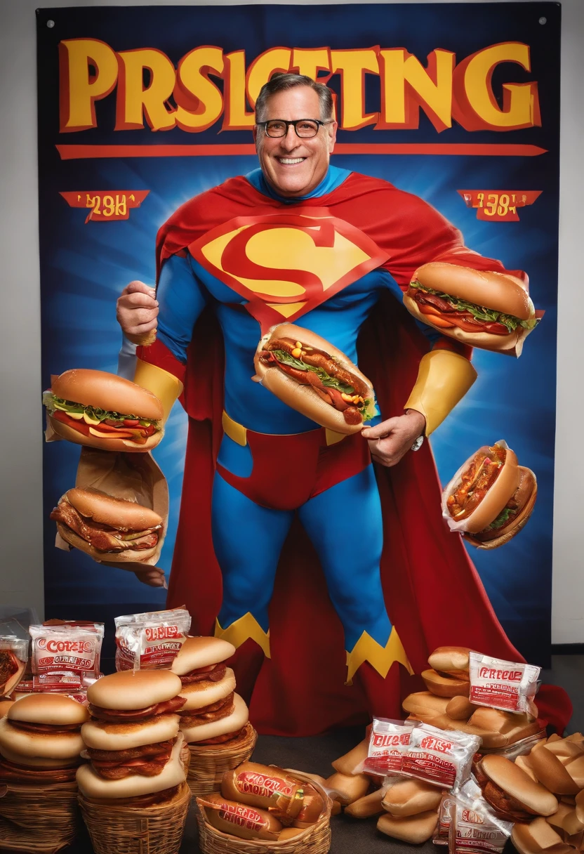 A photo of the CEO of Costco dressed in a superhero costume, holding a sign that says 'Protecting the $1.50 Costco Hotdog Price!',original,Costco CEO is Craig Jelinek