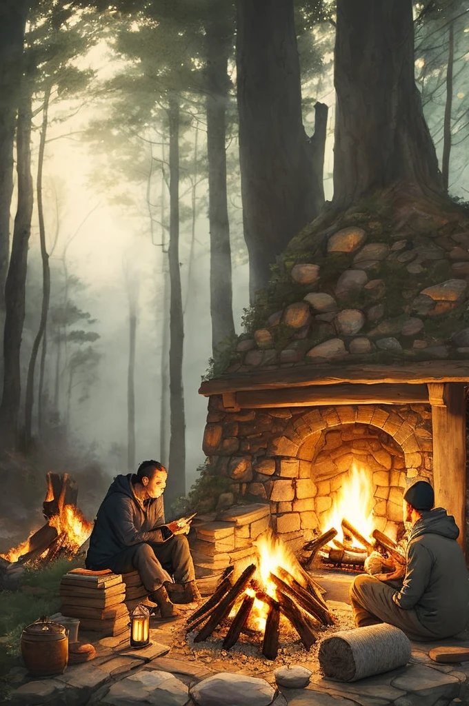 Open with an image of a storyteller sitting by a fire, setting the scene for a traditional storytelling session